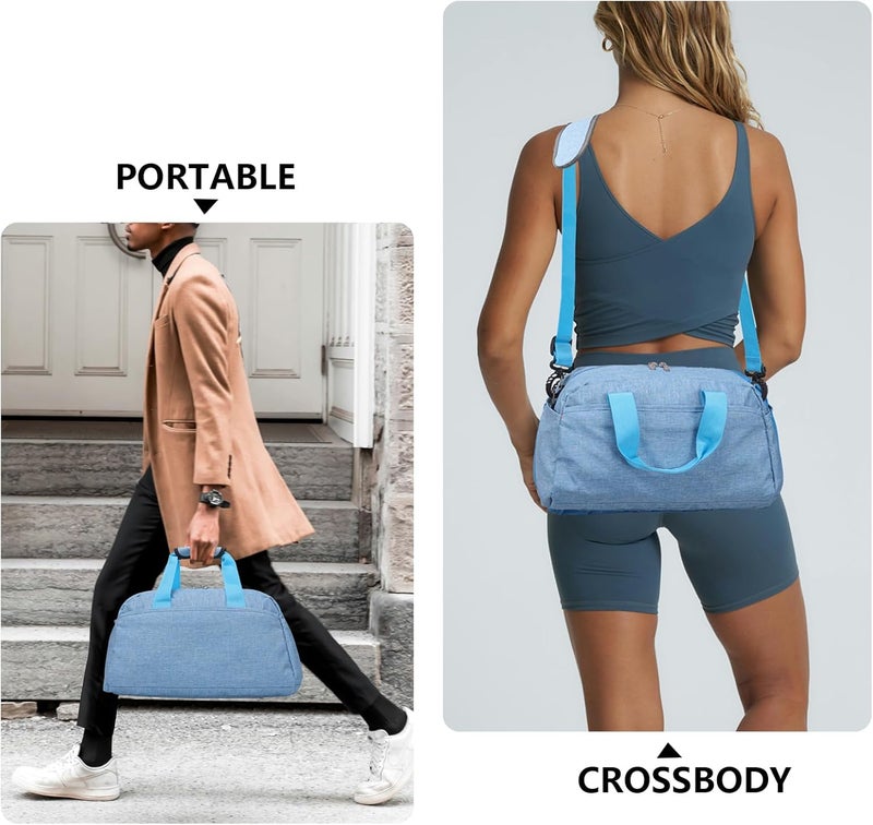Ineetatu 14 inch Small Gym Bag for Women & Men, Mini Duffel Bag for Travel Sports Lightweight Carry On Bag (Light Blue) - Image 4